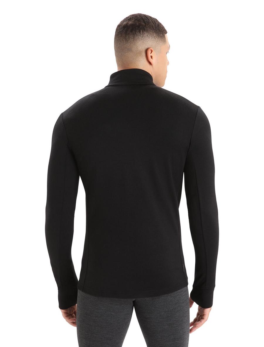 Men's Icebreaker Merino Quantum III Long Sleeve Zip Hoodie Black | CA 1684CTVE